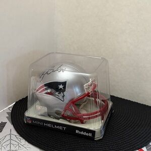 Riddell Silver Mini Football Helmet with Red Details